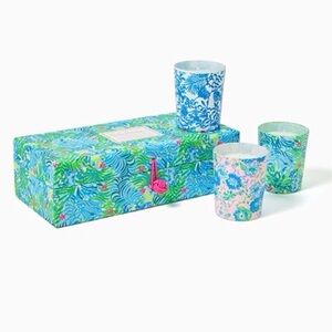 Lilly Pulitzer Votive Candle Set of 3 Soy Blend Haven/Grapefruit/Salt Cavern NWT